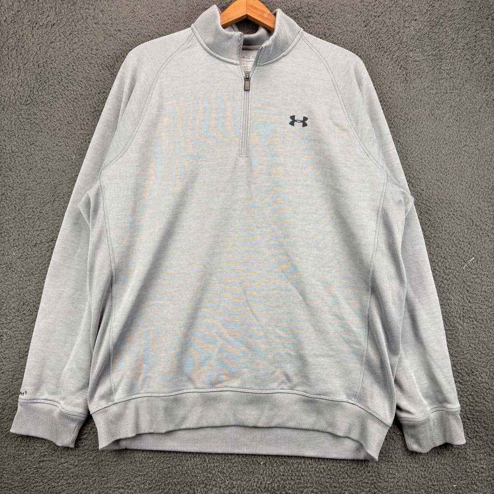 Under Armour ColdGear Mens 2XL Gray 1/4 Zip Loose Fit Pullover Sweatshirt 9896